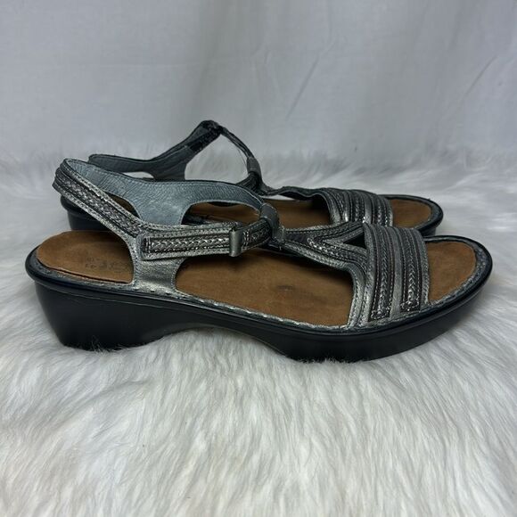 Naot Nara Sterling Silver Textured Leather Sandals Sz 41/US 10-10.5 - Picture 4 of 7